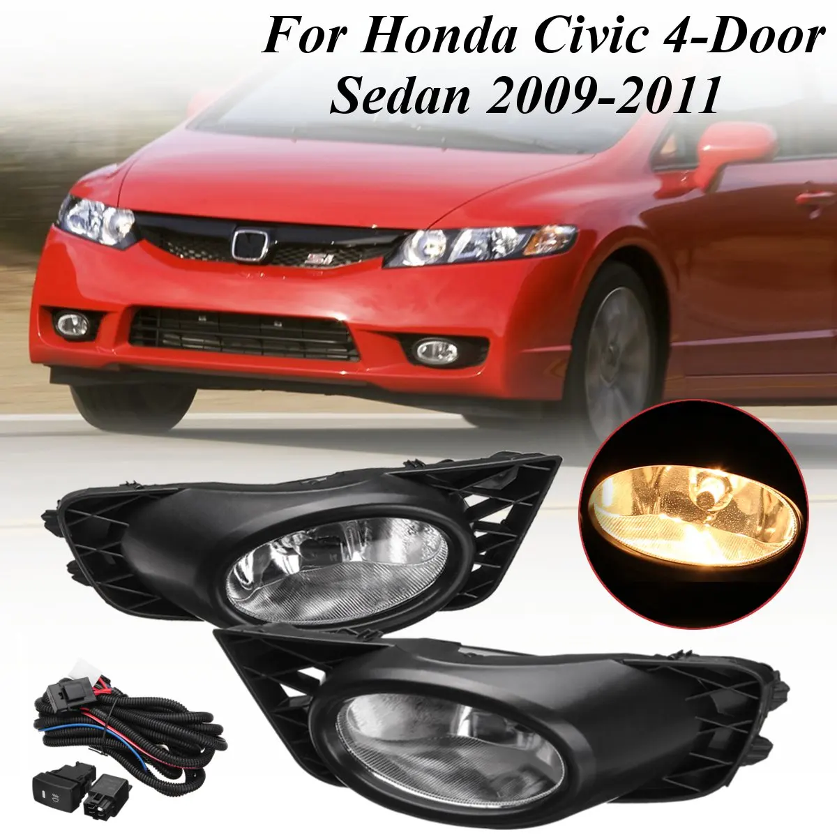 1 Pair H11 Bumper Grille Driving Led Fog Lights w/ Harness Replacements for Honda for Civic 4Door Sedan 2009 2010 2011 55WDC 12V
1 Pair H11 Bumper Grille Driving Led Fog Lights w/ Harness Replacements for Honda for Civic 4Door Sedan 2009 2010 2011 55WDC 12V