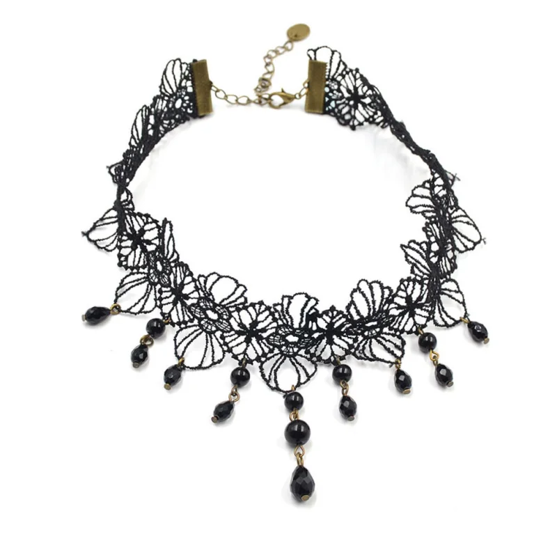 Lychee Gothic Victorian Crystal Beaded Black Lace Choker Collar Tattoo Choker Necklace Vintage Wedding Jewelry for Women
Lychee Gothic Victorian Crystal Beaded Black Lace Choker Collar Tattoo Choker Necklace Vintage Wedding Jewelry for Women