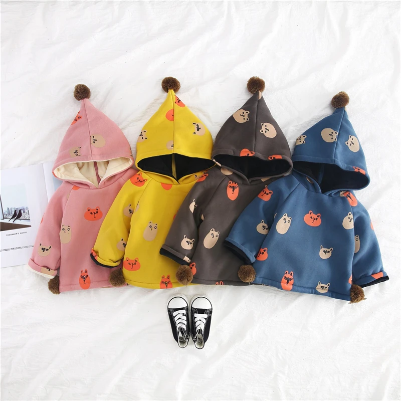 Children Boys Girls Spring Autumn Long-sleeved Bear printing Point cap Shirt Plus Velvet Hooded Sweater Baby Girls Jacket
Children Boys Girls Spring Autumn Long-sleeved Bear printing Point cap Shirt Plus Velvet Hooded Sweater Baby Girls Jacket