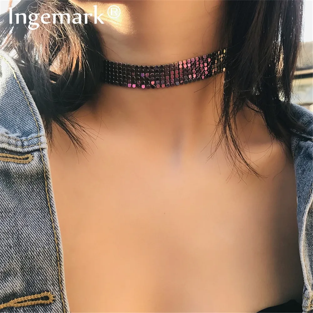 Ingemark Punk Aluminium Alloy Choker Necklace Women Party Accessories Boho Colorful Sequin Clavicle Neck Collar Chain Necklace
Ingemark Punk Aluminium Alloy Choker Necklace Women Party Accessories Boho Colorful Sequin Clavicle Neck Collar Chain Necklace