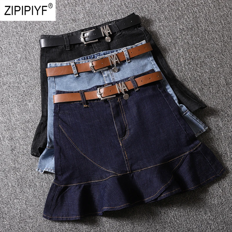 Simple Design Women Skirts Solid Color A-Line Zipper Up Short High Waist Denim Skirt Casual Fishtail Street Style Skirts Z369
Simple Design Women Skirts Solid Color A-Line Zipper Up Short High Waist Denim Skirt Casual Fishtail Street Style Skirts Z369