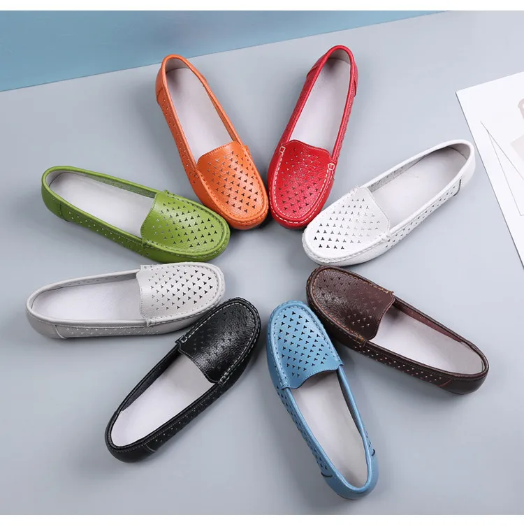 AH 201-1-2019 New Genuine Leather Cut Outs Women Summer Loafers-2
