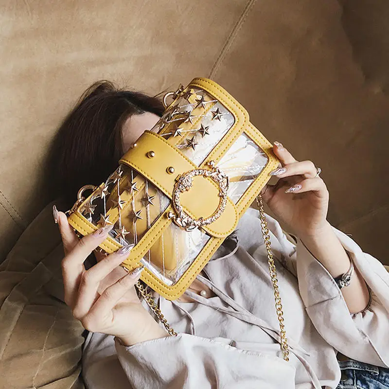 Chain Metal Hasp Temperament Hangbag For Lady Bag Small Over Women's Shoulder Transparent PVC High Quality Female Messenger Bags
Chain Metal Hasp Temperament Hangbag For Lady Bag Small Over Women's Shoulder Transparent PVC High Quality Female Messenger Bags