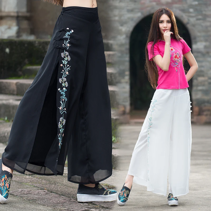 Femme pantalones mujer trousers women autumn spring bohemian hippie ethnic loose white black embroidery wide leg pant
Femme pantalones mujer trousers women autumn spring bohemian hippie ethnic loose white black embroidery wide leg pant