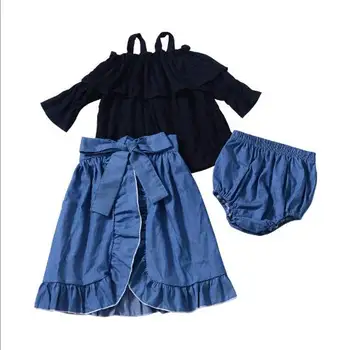 New Kids Girls Set Children's Clothing Sling Top + Lace Denim Skirt + PP Shorts Three-piece Suit
New Kids Girls Set Children's Clothing Sling Top + Lace Denim Skirt + PP Shorts Three-piece Suit