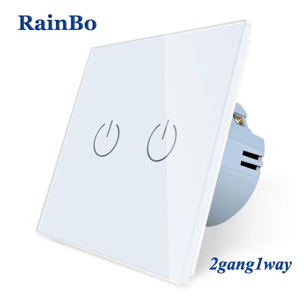 RainBo New-Crystal Glass-Panel wall-switch EU-Standard 110~250V Touch-Switch Screen-Wall Light-Switch 2gang-1way A1921CW/B
RainBo New-Crystal Glass-Panel wall-switch EU-Standard 110~250V Touch-Switch Screen-Wall Light-Switch 2gang-1way A1921CW/B