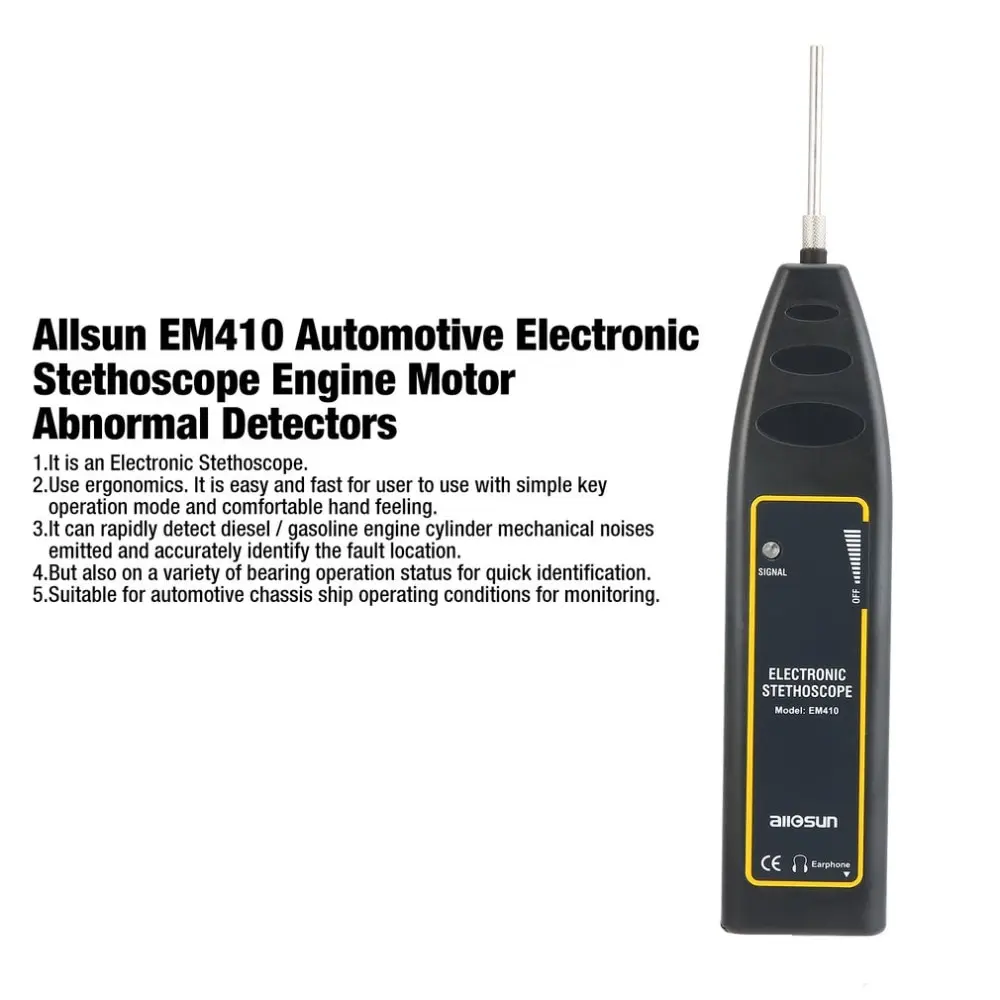 Allsun EM410 Automotive Electronic Stethoscope Engine Motor Abnormal Sound Detectors Repair the Tool for Car Machine
Allsun EM410 Automotive Electronic Stethoscope Engine Motor Abnormal Sound Detectors Repair the Tool for Car Machine