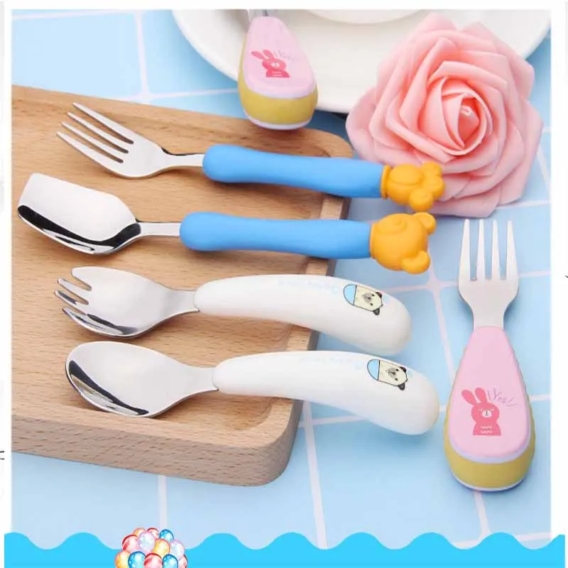 Newborn Portable Kids Feeding Fork Spoon Set Toddler Soft Handle Utensils Baby Creative Cartoon Stainless Steel Food Dinnerware
Newborn Portable Kids Feeding Fork Spoon Set Toddler Soft Handle Utensils Baby Creative Cartoon Stainless Steel Food Dinnerware