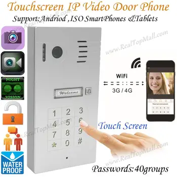 Touch Screen Keypad IP Video Intercom WiFi Wireless Video Door Phone System remote control via smartphones andriod iso Tablets
Touch Screen Keypad IP Video Intercom WiFi Wireless Video Door Phone System remote control via smartphones andriod iso Tablets