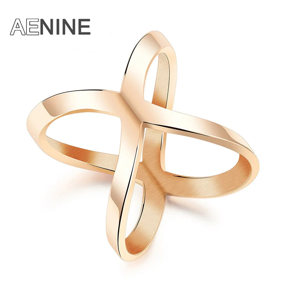 AENINE Trendy Stainless Steel Hollow Cross X Shape Party Women Rings Rose Gold Color Simple Ring Female Jewelry Anneau OGJ495
AENINE Trendy Stainless Steel Hollow Cross X Shape Party Women Rings Rose Gold Color Simple Ring Female Jewelry Anneau OGJ495