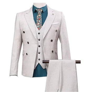 Men's suit three-piece suit (coat + pants + vest) men's gun collar collar double-breasted suit men's dress custom
Men's suit three-piece suit (coat + pants + vest) men's gun collar collar double-breasted suit men's dress custom