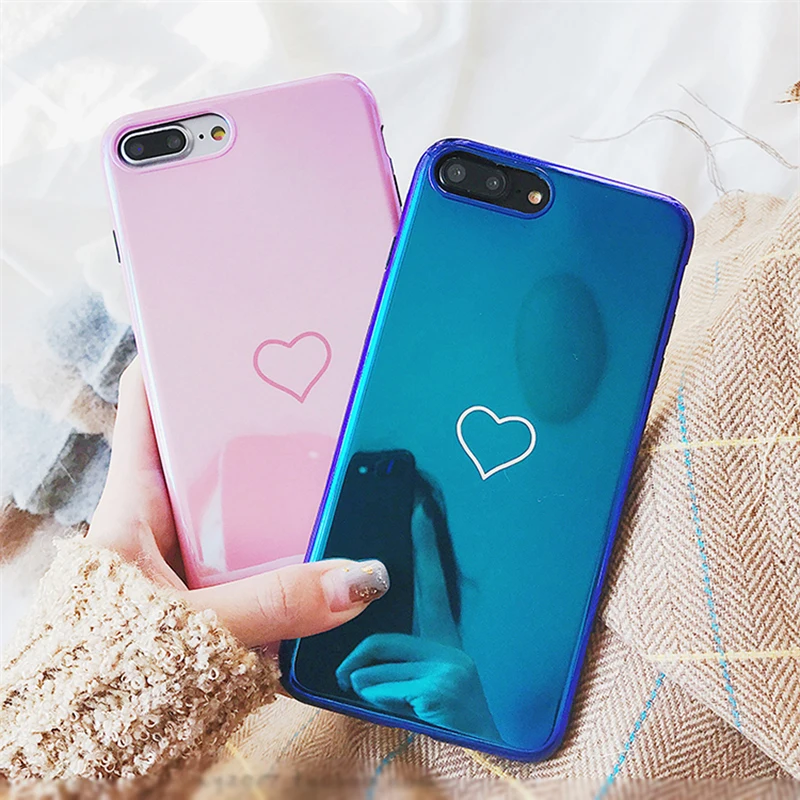 Luxury Blue ray mirror phone case For iphone X iphone 7 case soft silicone Lovely Heart Pattern cover for iphone 6 6s 7 8 plus
Luxury Blue ray mirror phone case For iphone X iphone 7 case soft silicone Lovely Heart Pattern cover for iphone 6 6s 7 8 plus