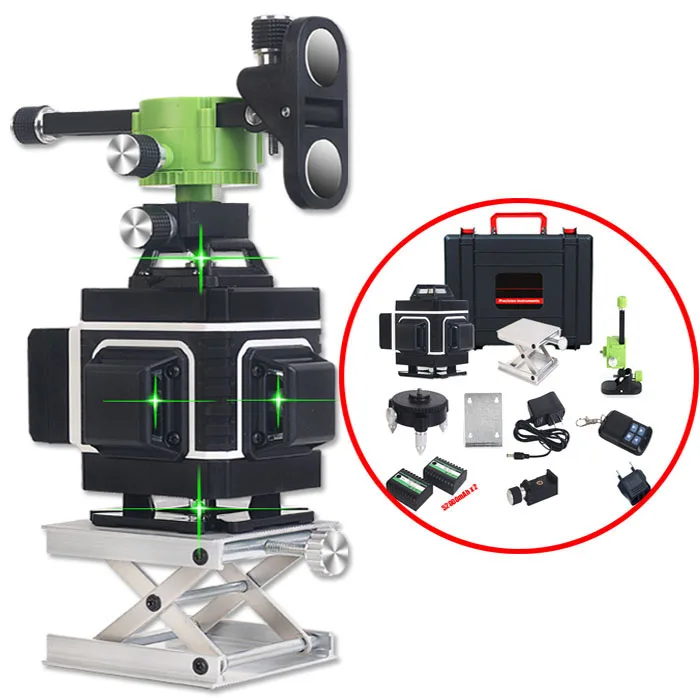 16Lines 4D Green Laser Level Lithium Battery*2 Self-Leveling 360 Horizontal&Vertical Cross Lines Super Powerful green Laser Beam
16Lines 4D Green Laser Level Lithium Battery*2 Self-Leveling 360 Horizontal&Vertical Cross Lines Super Powerful green Laser Beam