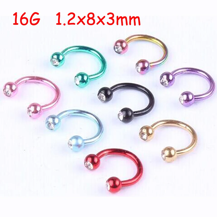 2Piece CBR Stainless Steel Colorful 16G BCR Circular Barbell Crystal Nostril Nose Ring Nipple Tragus Helix Body Piercing Jewelry
2Piece CBR Stainless Steel Colorful 16G BCR Circular Barbell Crystal Nostril Nose Ring Nipple Tragus Helix Body Piercing Jewelry