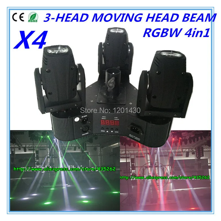 4pcs/ 3- head RGBW 4in1 LED moving head light dmx control led beam lights dj lights professional lighting equipment CE
4pcs/ 3- head RGBW 4in1 LED moving head light dmx control led beam lights dj lights professional lighting equipment CE