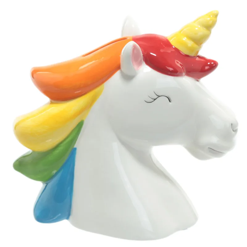 Money Box Lovely Cermica Coin Bank Enchanted Rainbow Unicorn Head unicorn Bank Unique Money Boxes WZL026
Money Box Lovely Cermica Coin Bank Enchanted Rainbow Unicorn Head unicorn Bank Unique Money Boxes WZL026