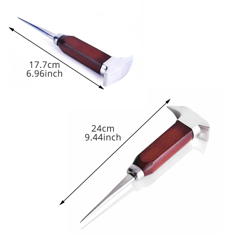 7/9 Inch Kitchen Ice Pick Stainless Steel Ice Crusher with Wood Handle Japanese Style Ice