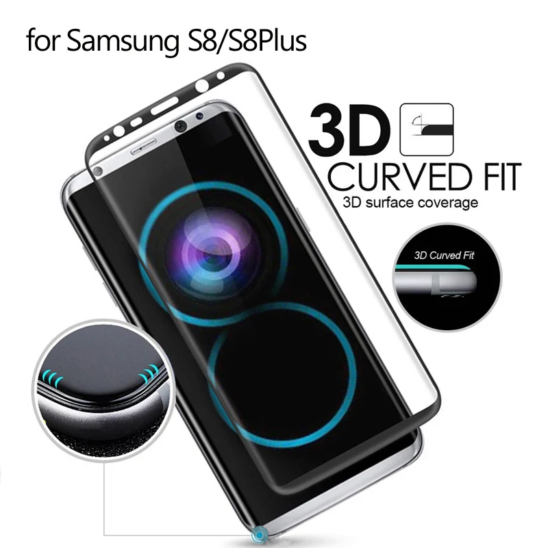 3D стекло для Samsung Galaxy S8 Plus закаленное Gass пленка изогнутое полное покрытие