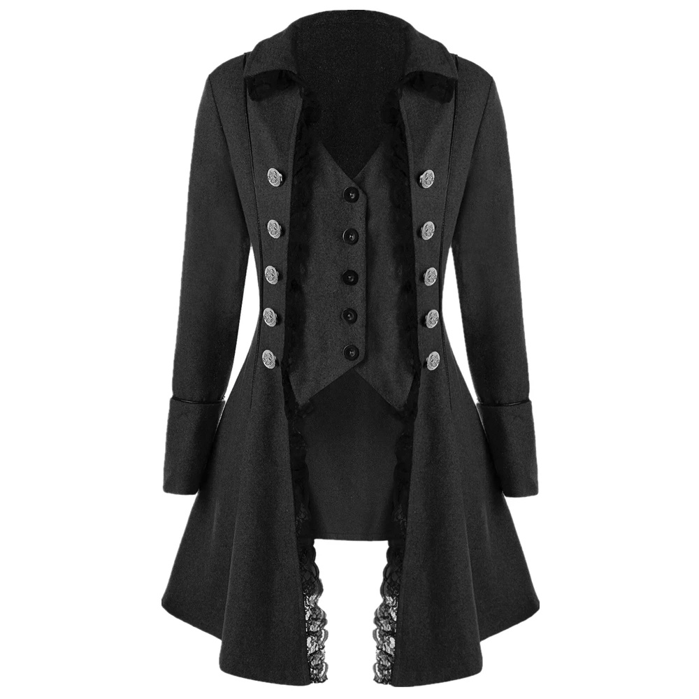 Joineles Autumn Winter Gothic Style Women Long Coats Solid Triple Buttons Thick Tailcoat Lapel Lace Slim Party Female Outwear
Joineles Autumn Winter Gothic Style Women Long Coats Solid Triple Buttons Thick Tailcoat Lapel Lace Slim Party Female Outwear