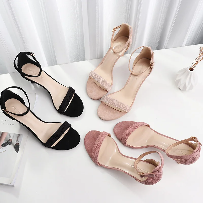 Women Sandals Flock Ankle Strap Cover Heels Summer 2019 Shoes Woman 6.5cm Thin High Heels Female Pleated Elegant Sexy Slippers
Women Sandals Flock Ankle Strap Cover Heels Summer 2019 Shoes Woman 6.5cm Thin High Heels Female Pleated Elegant Sexy Slippers