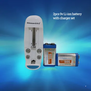 2 pcs Etinesan 900MAH lithium 9V 8.4v rechargeable battery + charger Flashlight, camera, shaver mouse, clock toy microphone
2 pcs Etinesan 900MAH lithium 9V 8.4v rechargeable battery + charger Flashlight, camera, shaver mouse, clock toy microphone