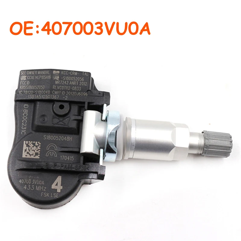 407003VU0A 40700-3VU0A For Nissan NOTE QASHQAI TIIDA Hatchback X-T Renault ESPACE V KOLEOS 433MHZ TPMS Tire Pressure Sensor
407003VU0A 40700-3VU0A For Nissan NOTE QASHQAI TIIDA Hatchback X-T Renault ESPACE V KOLEOS 433MHZ TPMS Tire Pressure Sensor