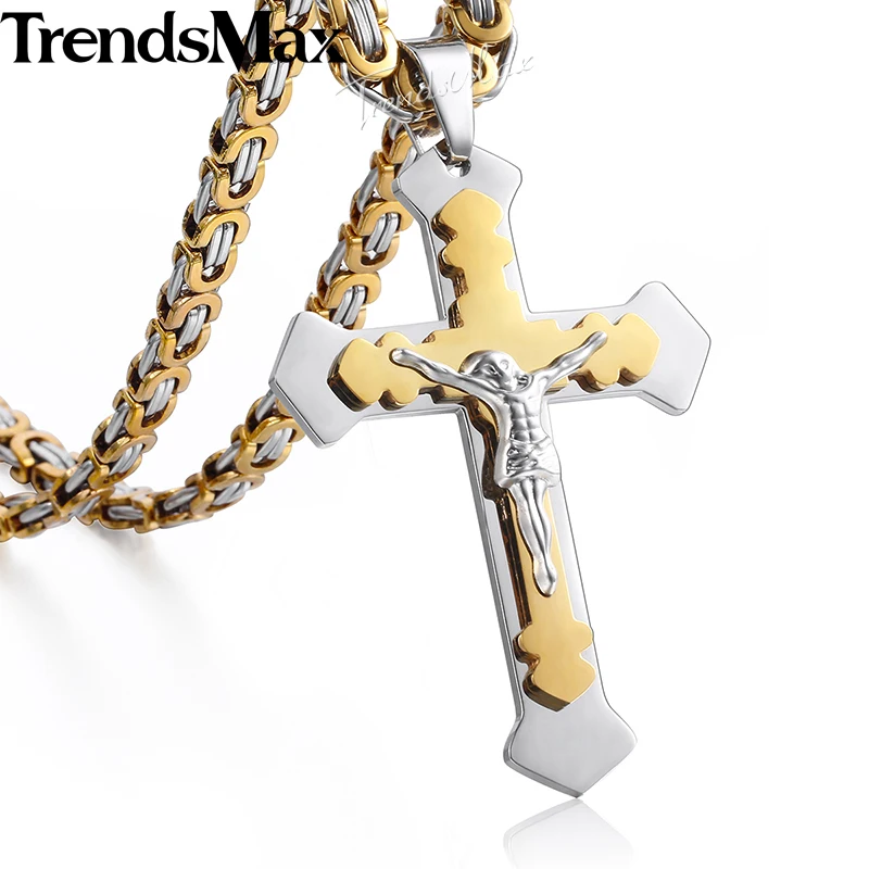 Trendsmax Men's Necklace 2 Layers Cross Jesus Pendant Stainless Steel Byzantine Chain Gold Black Silver Necklace For Men KKP487
Trendsmax Men's Necklace 2 Layers Cross Jesus Pendant Stainless Steel Byzantine Chain Gold Black Silver Necklace For Men KKP487