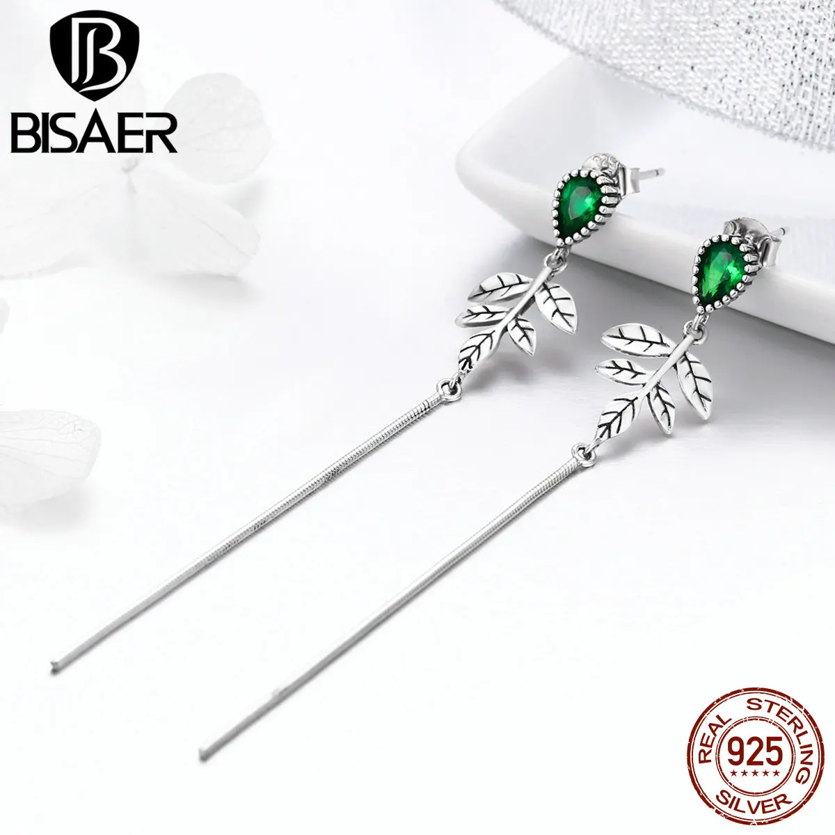 925 Sterling Silver Green Tree Leaves Long Chain Drop Earrings for Women Girl Tree Leaf Fashion Earrings Fine Jewelry Brincos
925 Sterling Silver Green Tree Leaves Long Chain Drop Earrings for Women Girl Tree Leaf Fashion Earrings Fine Jewelry Brincos