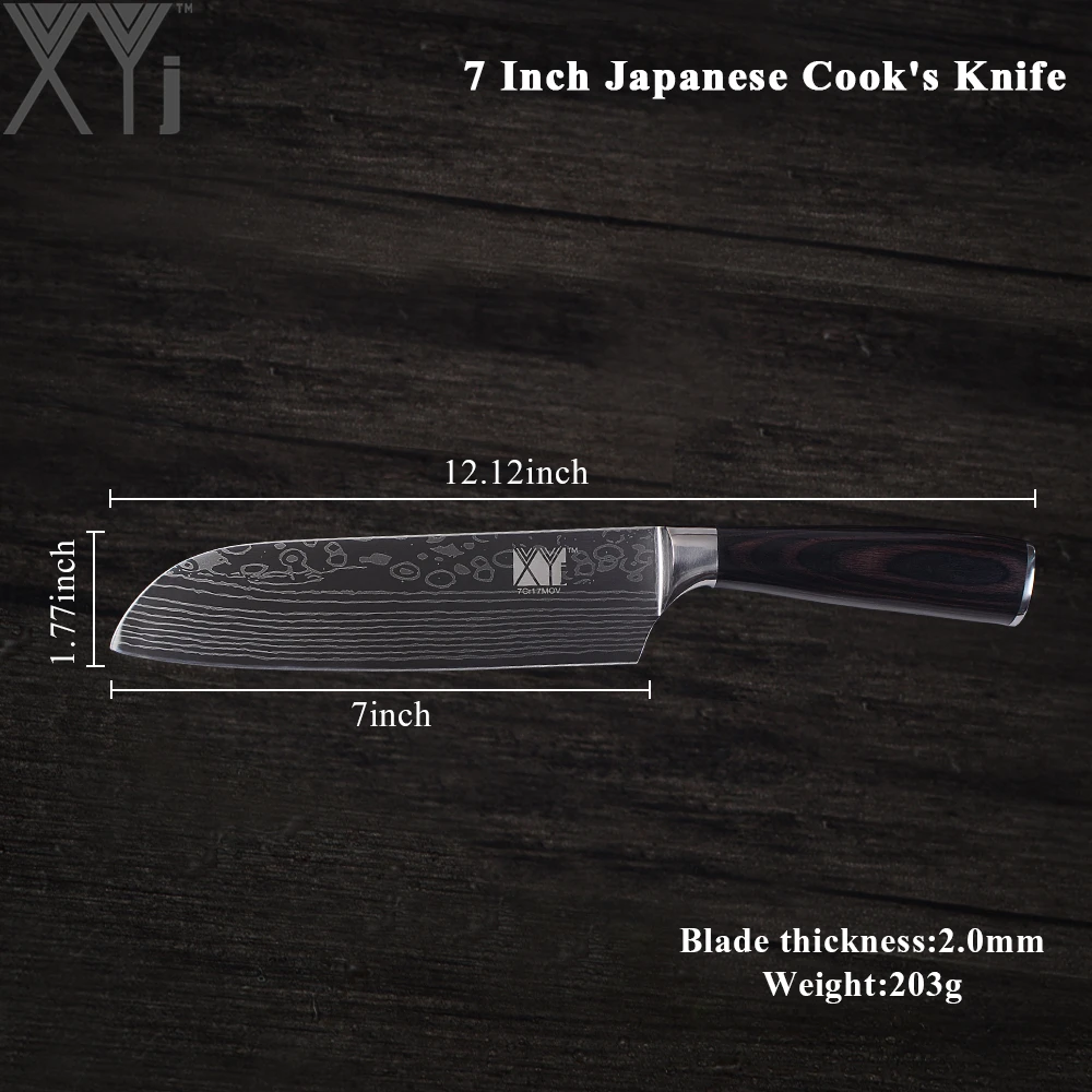 XYj ультра тонкое лезвие кухонный нож из нержавеющей стали 7Cr17 дамасская Вена для