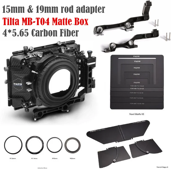 

Tilta MB-T04 4*5.65 Carbon Fiber Matte box (Swing-away) with 15mm/19mm Rod Adaptor for ARRI RED SONY HDV Film Camera Rig Cage