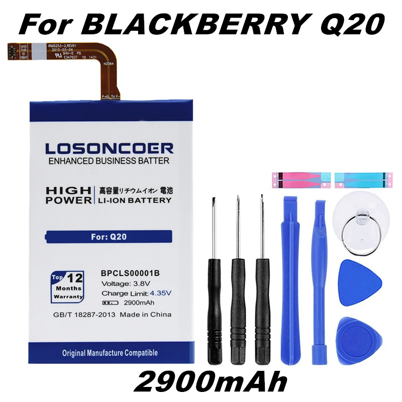 LOSONCOER BPCLS00001B Battery 2900mAh for BlackBerry Q20 Battery +Gift tools +stickers
LOSONCOER BPCLS00001B Battery 2900mAh for BlackBerry Q20 Battery +Gift tools +stickers