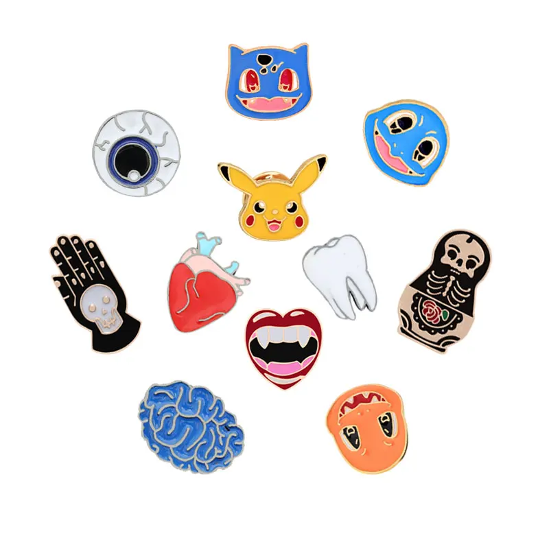 Men Brooch Women Enamel Jewelry Kids Cartoon Pokemon Pin Organ Eyeball Teeth Vampire Skull Heart Badge Denim Jackets Collar Pins
Men Brooch Women Enamel Jewelry Kids Cartoon Pokemon Pin Organ Eyeball Teeth Vampire Skull Heart Badge Denim Jackets Collar Pins