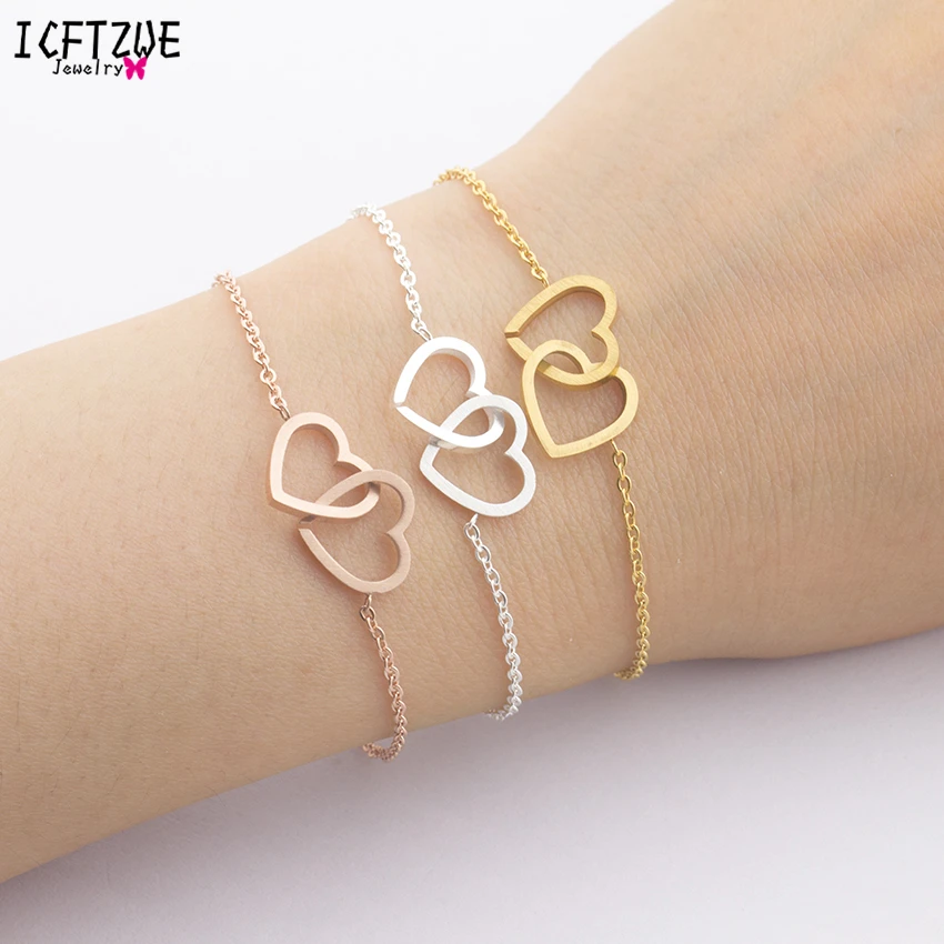 ICFTZWE Love Heart Shape Bracelet Women Bracelets Stainless Steel Couple Jewelry Gift Double Heart BFF Bracelet Christmas Gift
ICFTZWE Love Heart Shape Bracelet Women Bracelets Stainless Steel Couple Jewelry Gift Double Heart BFF Bracelet Christmas Gift