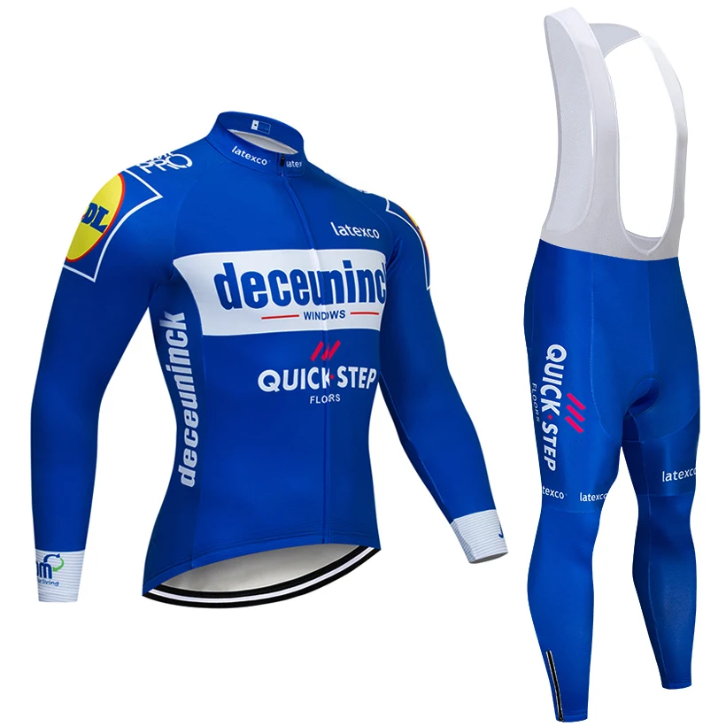 Зимняя команда 2020 QUICKSTEP термальная флисовая Велоспорт Джерси Синие велосипедные
