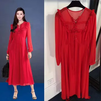 Autumn-winter the new dress female fold ruffle bandage maxi elegant long sleeve women's clothing fashion party ladies dresses
Autumn-winter the new dress female fold ruffle bandage maxi elegant long sleeve women's clothing fashion party ladies dresses