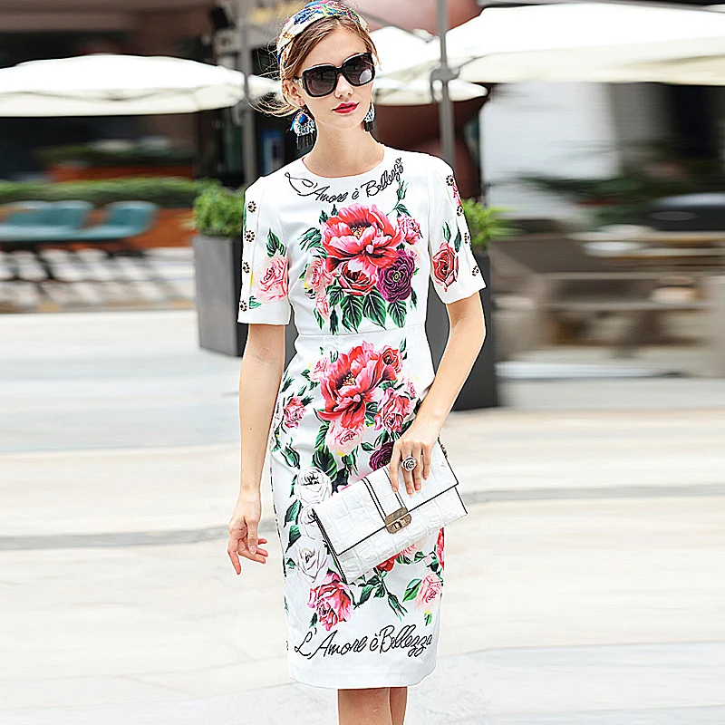 XF 2018 Spring Fashion Designer Runway Summer Bohemian Women'S Round Neck Short Sleeve Rose Floral Print Slim Printed Dress
XF 2018 Spring Fashion Designer Runway Summer Bohemian Women'S Round Neck Short Sleeve Rose Floral Print Slim Printed Dress