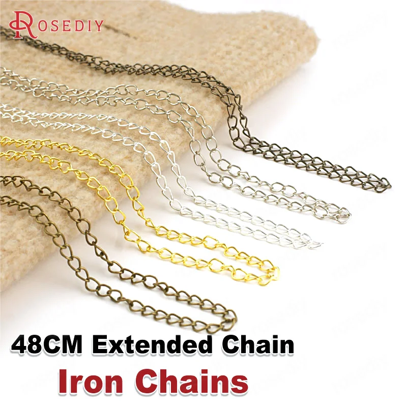

(2581)10PCS Chain width 3MM Expand length 48CM Iron Extended Chains Necklace End Chains Diy Jewelry Findings Jewelry Accessories