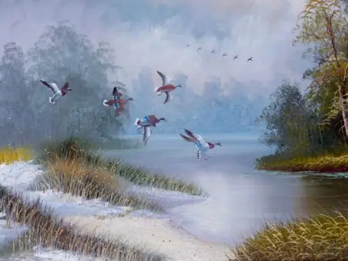 VINTAGE MARSHLAND HUNTING OIL PAINTING SIGNED C MANUEL DUCKS GEESE in FLIGHT ART
VINTAGE MARSHLAND HUNTING OIL PAINTING SIGNED C MANUEL DUCKS GEESE in FLIGHT ART