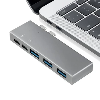 5 in 1 Daul USB 3.1 Type C to 2 Type C PD Charging Data Transfering Adpter with 3 USB 3.0 Hub for New Macbook
5 in 1 Daul USB 3.1 Type C to 2 Type C PD Charging Data Transfering Adpter with 3 USB 3.0 Hub for New Macbook