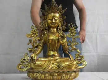 Tibet Temple Bronze Copper Gild Seat White Tara Kwan-Yin Goddess Buddha Statue
Tibet Temple Bronze Copper Gild Seat White Tara Kwan-Yin Goddess Buddha Statue