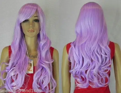 HOT SELL - heat resistant Party hair >>>&gtNew wig Heat Resistant Cosplay Lavender Purple long Full -Top quality free shipping |