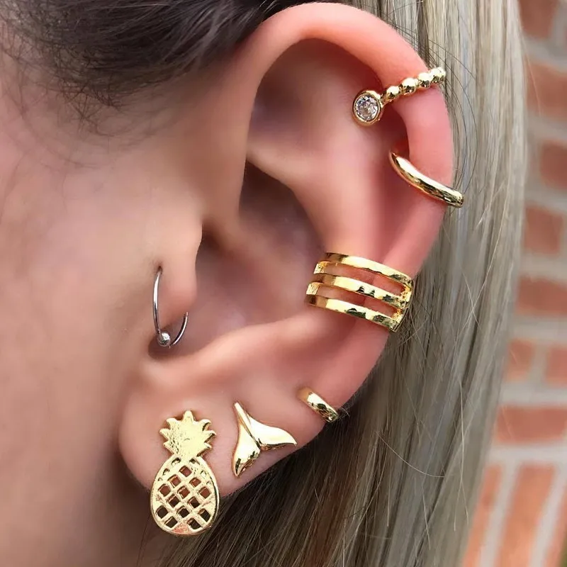 7 Pcs/set Women Simple Golden Pineapple Crystal Geometry Fishtail Stud Earrings Set Party Wedding Cute Jewelry Accessories
7 Pcs/set Women Simple Golden Pineapple Crystal Geometry Fishtail Stud Earrings Set Party Wedding Cute Jewelry Accessories