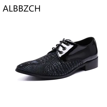 New mens fashion embossed patent leather wedding dress shoes men pointed toe lace up nightclub bars career work man shoes 45 46
New mens fashion embossed patent leather wedding dress shoes men pointed toe lace up nightclub bars career work man shoes 45 46