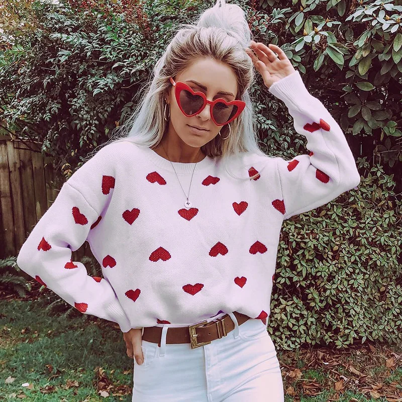 Heart Shape Long Sleeve Christmas Sweater Women Dropped Shouler Casual Pullover 2019 Autumn Winter Warm Jumper Knitted Sweater
Heart Shape Long Sleeve Christmas Sweater Women Dropped Shouler Casual Pullover 2019 Autumn Winter Warm Jumper Knitted Sweater