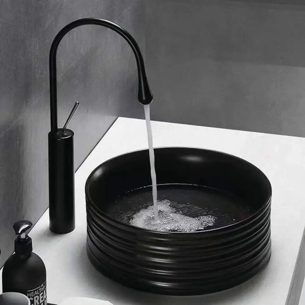 Bathroom Sink Vessel Faucet Brass Black Elegant Water Drop Tall Design For Vanity Single Hole Water Drop 
Bathroom Sink Vessel Faucet Brass Black Elegant Water Drop Tall Design For Vanity Single Hole Water Drop