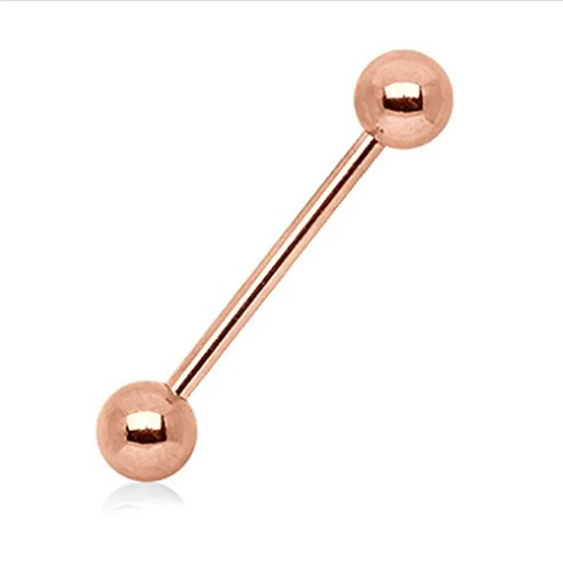 50pcs Body Jewelry-Surgical Steel Rose Gold Tongue Ring Bar Barbells 14G~1.6mmx14.16mm Nipple Ear piercing Jewelry | Украшения и
