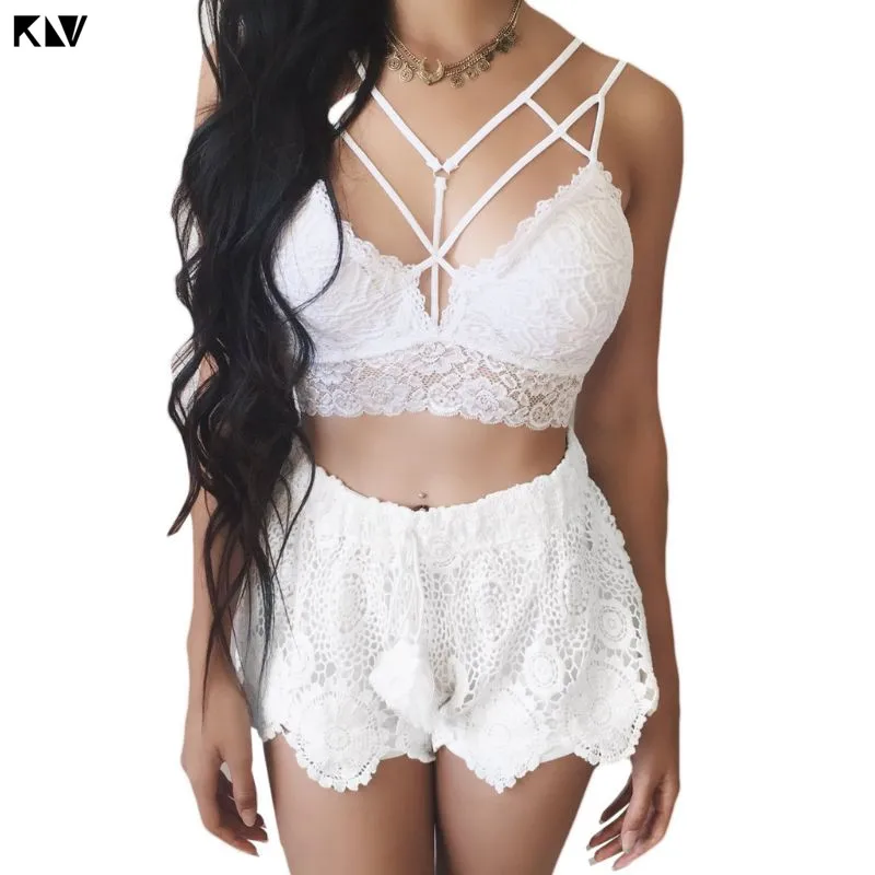 

Women Plus Size Sexy Hollow Strappy Bralette Solid Color Seamless Caged Underwear Embroidered Floral Lace Push Up Crop Top S-3XL