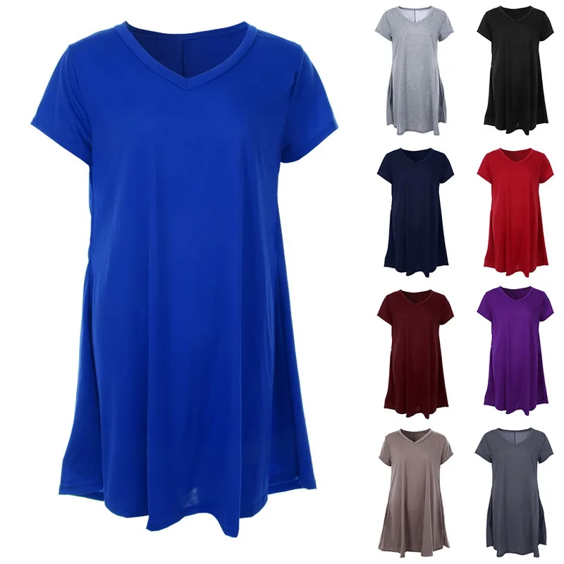 MoneRffi Summer short sleeve solid dress women v neck casual knee length dresses female loose home clothes vestidos hot sale
MoneRffi Summer short sleeve solid dress women v neck casual knee length dresses female loose home clothes vestidos hot sale