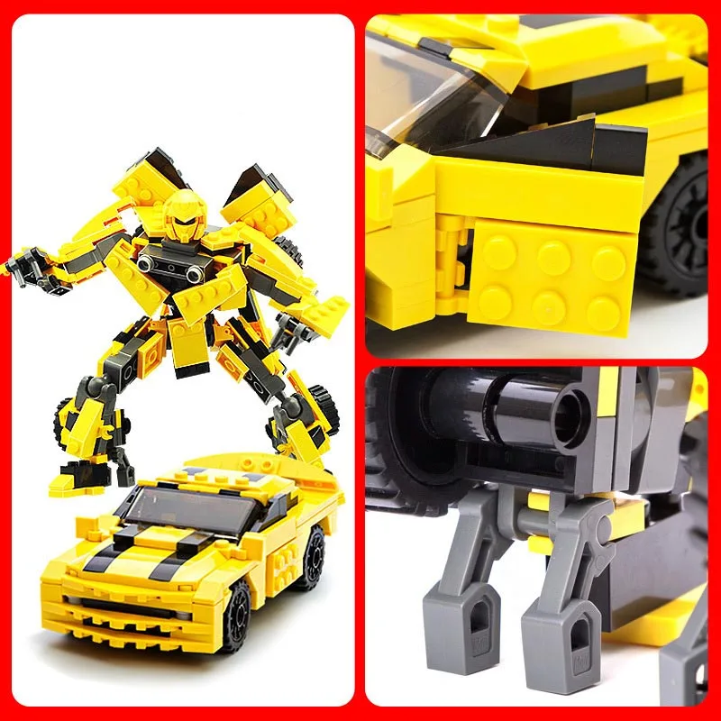 2 in 1 transformation series robot vehicle sport car model diy building blocks b
