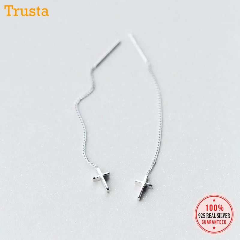 Trusta 2019 New Fashion 100% 925 Sterling Silver Dangle Earrings Cross 6.3cm Linked Drop Stick Girls Friends Gift DA71 
Trusta 2019 New Fashion 100% 925 Sterling Silver Dangle Earrings Cross 6.3cm Linked Drop Stick Girls Friends Gift DA71